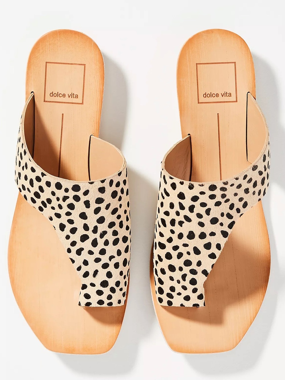 Anthropologie Dolce Vita Cream & Black Spotted Toe-Loop Sandals